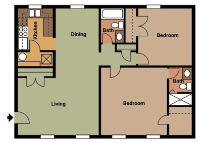 2-Bed Apt Floor Plan | Miars Farm